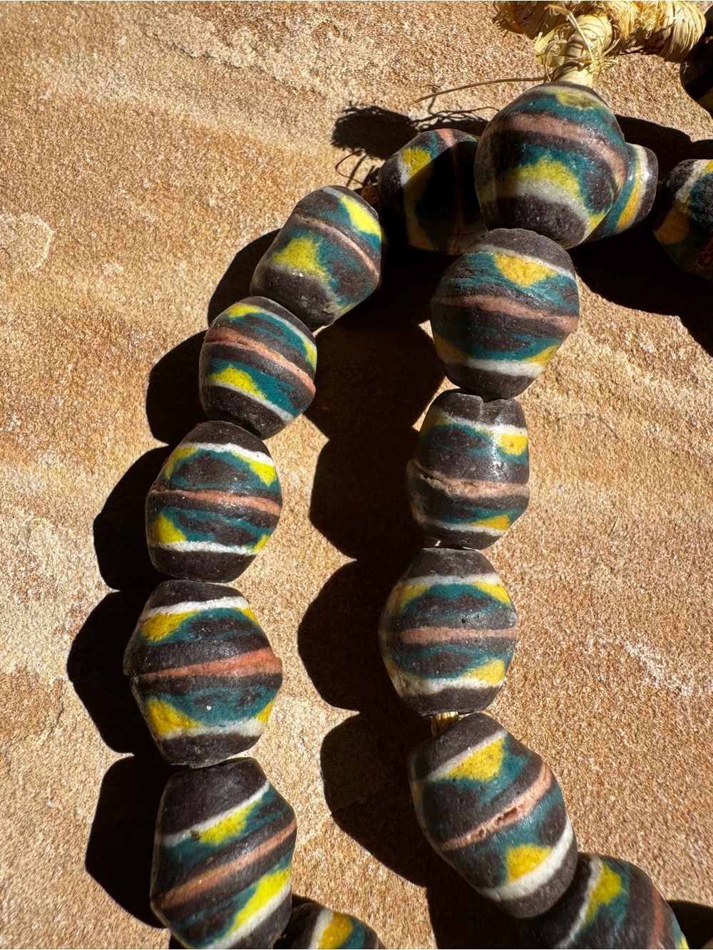 Vintage African Powdered Glass Krobo Beads 15-20mm / 28”